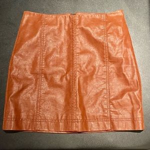 Free People Brown Modern Femme Faux Leather Mini Skirt Sz 0